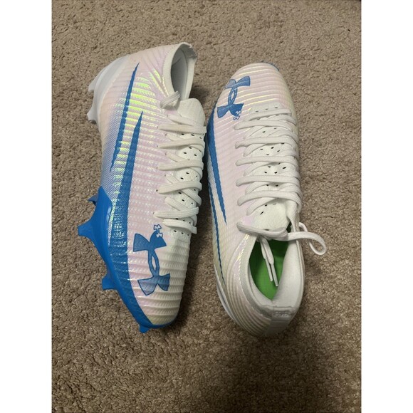 Mens Size 10.5 Under Armour Blur Pro White Capri Football Cleats 3028220-110 New main image 4